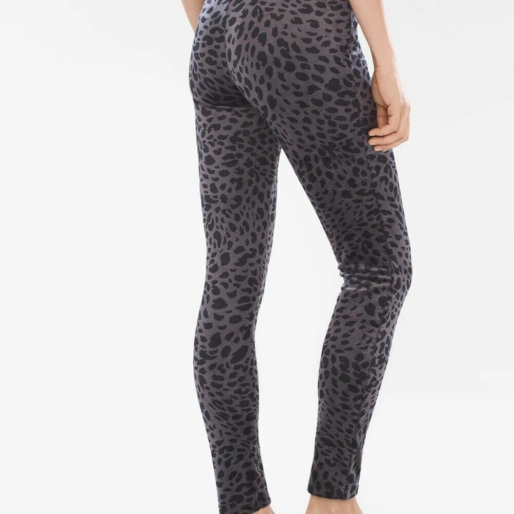 Chico's Velour Animal-Print Legging Pants Gray Black Plus Size 4 20/22 H12256 - Picture 7 of 9